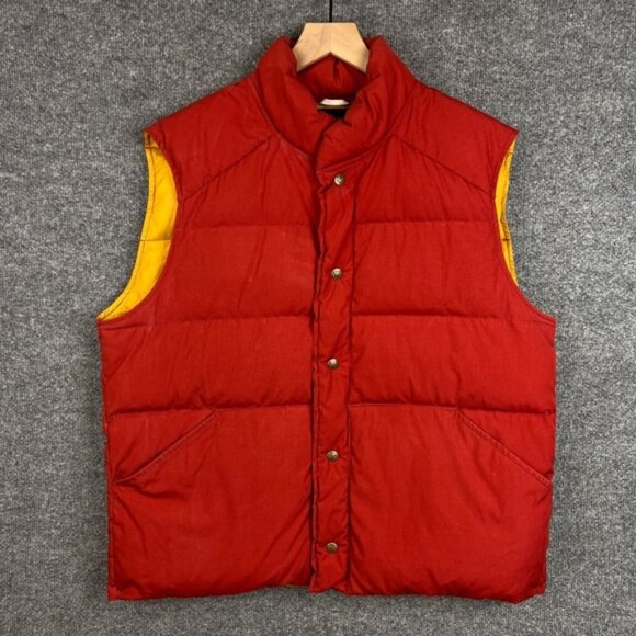 Vintage Eddie Bauer Puffer Vest Goose Down Filled Insulated Travel Men L - Picture 1 of 8